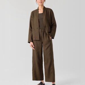 NWT Eileen Fisher linen high collar jacket M